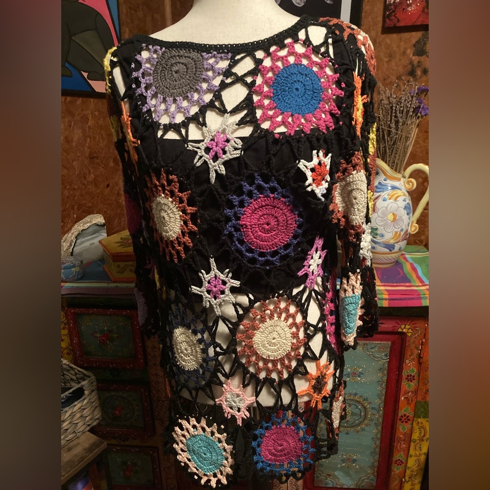 Custom Knit Crochet Tunic Top O/S